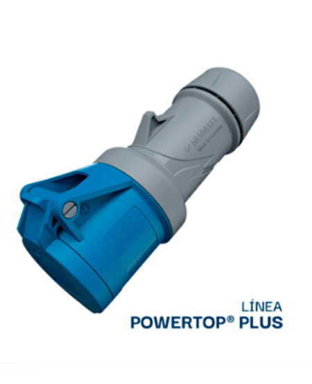 TOMA AEREO 32AMP 2P+T 250V AZUL 6H IP44 POWERTOP PLUS