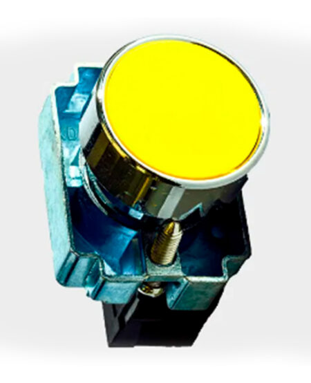 NP2-BA Pulsador Metal Negro Ø22Mm 1NC AMARILLO