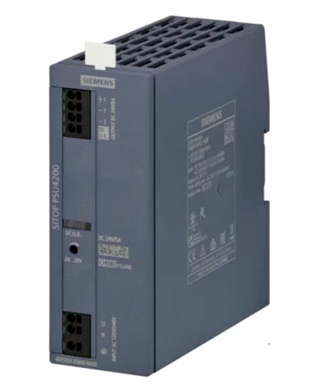 SITOP PSU4200/1AC/24VDC/5A
SITOP PSU4200 1AC 24 V/5 A stabilized power supply PSU4200 input: 120/240 V
AC output: 24 V DC/5 A